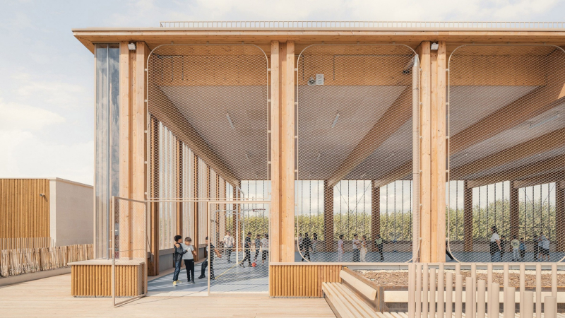 Бюро Le Penhuel & Associés построило школу во Франции из биоматериалов